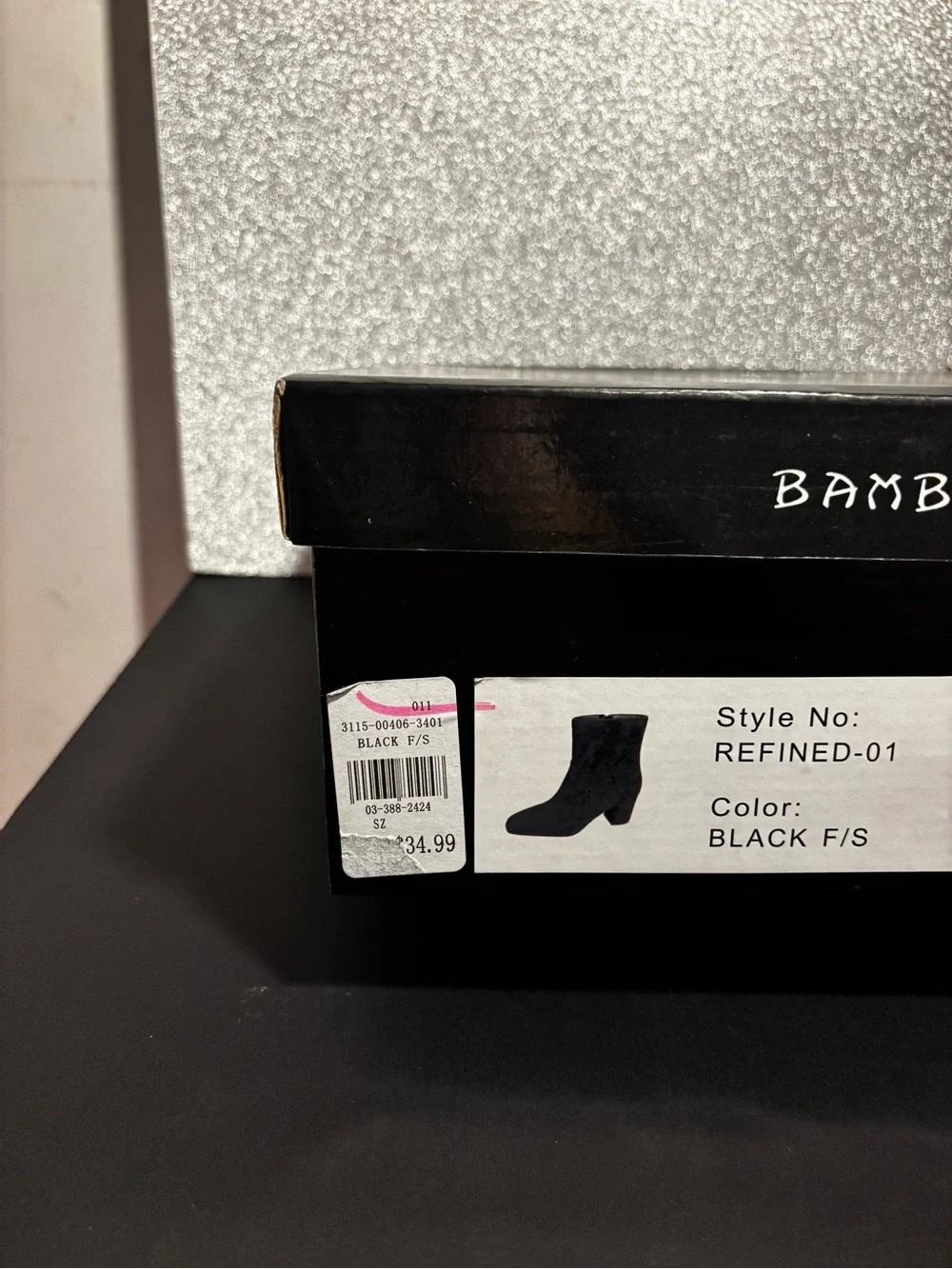 BAMBOO Black Suede-Look Ankle Boots with Block Heel